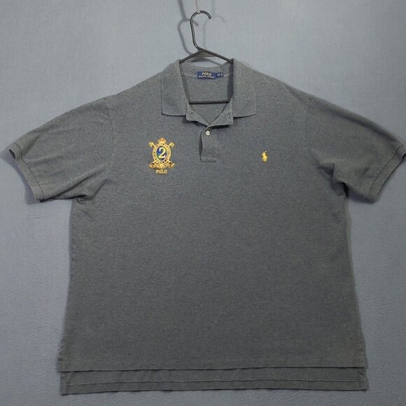 Polo Ralph Lauren Shirt Men's 2XLT Tall Gray Polo Crest Short Sleeve Cotton - Picture 2 of 11